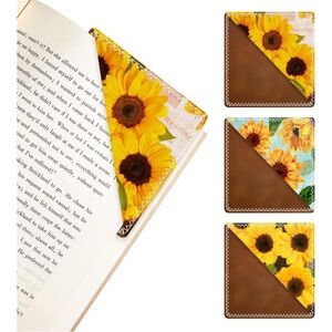 3pc Sunflower Corner Bookmark Pocket - Yellow Sunflower